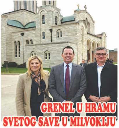 POSETA SPECIJALNOG AMERIČKOG IZASLANIKA RIČARDA GRENELA SRPSKIM ZAJEDNICAMA GRENEL NA LITURGIJI U HRAMU SVETOG SAVE U MILVOKIJU 