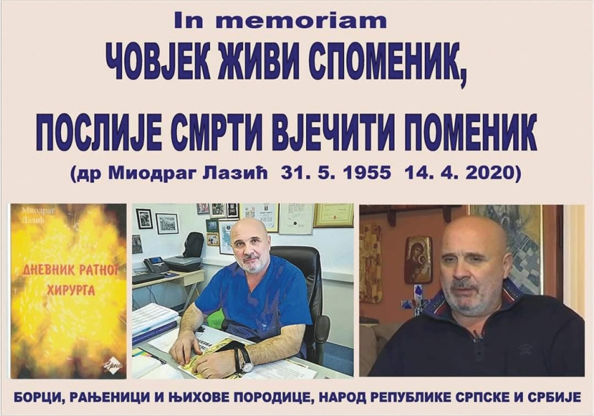 ODLAZAK LEGENDE I HEROJA, DR MIODRAGA LAZIĆA
